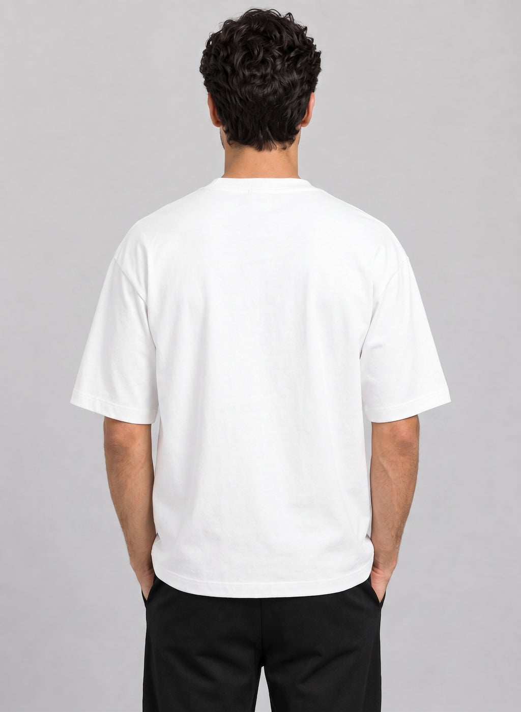 Plain Oversized Dropshoulder Tshirt-White
