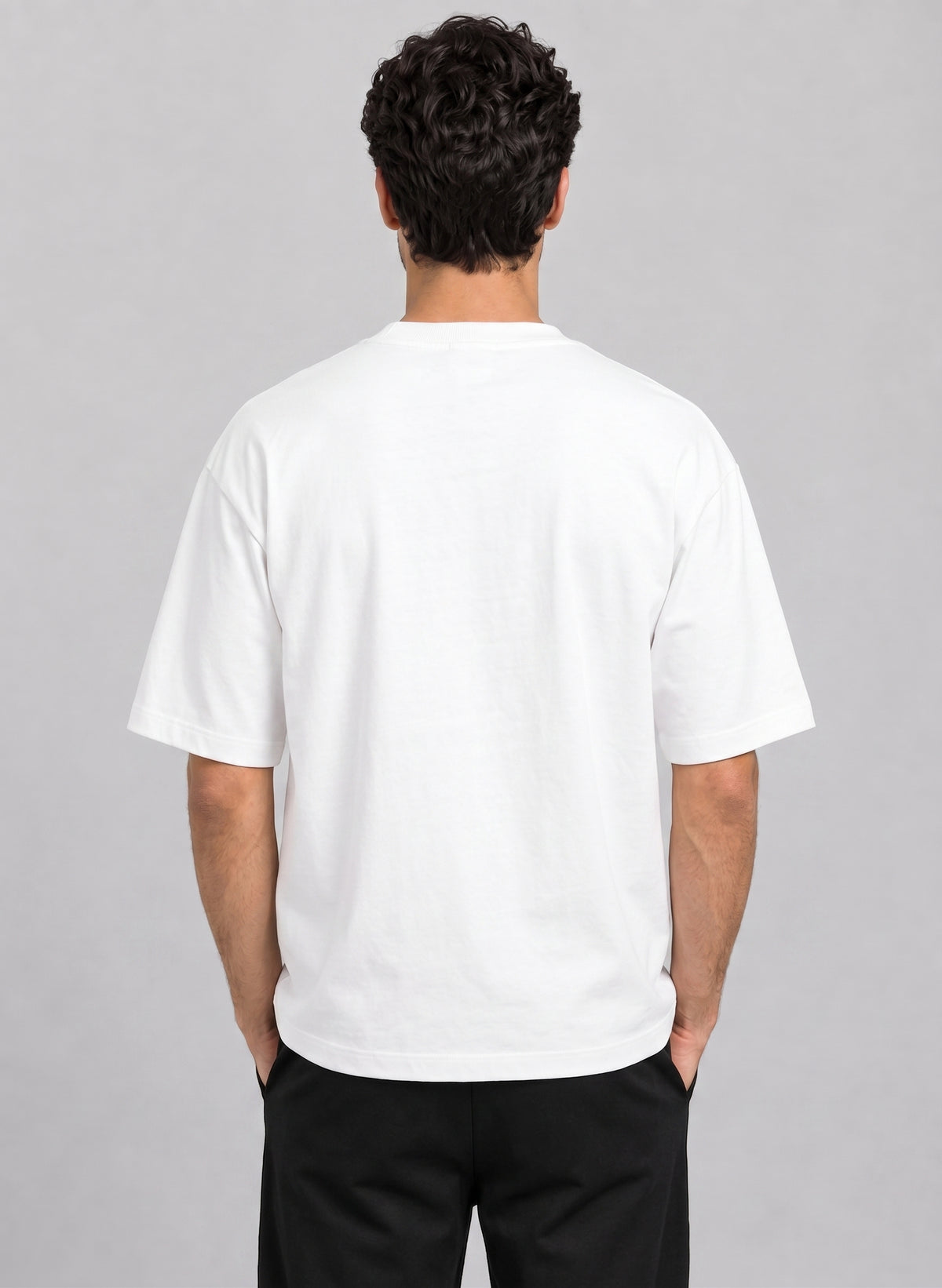 Plain Oversized Dropshoulder Tshirt-White