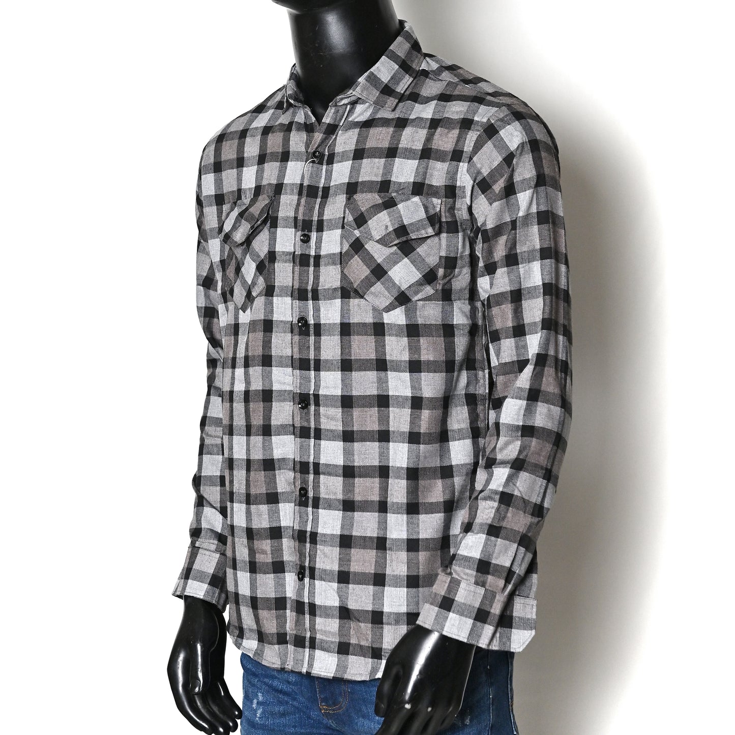 Men's Multicolour Check Shirt Double Pocket