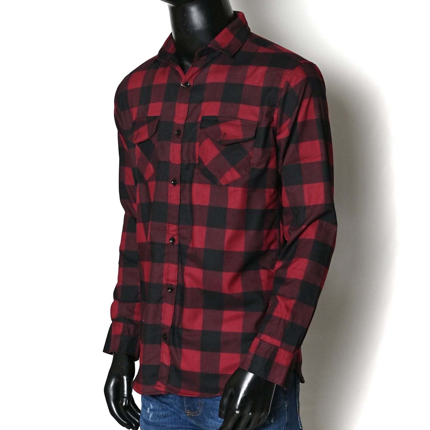 Men's Casual Check Shirt Double Pocket