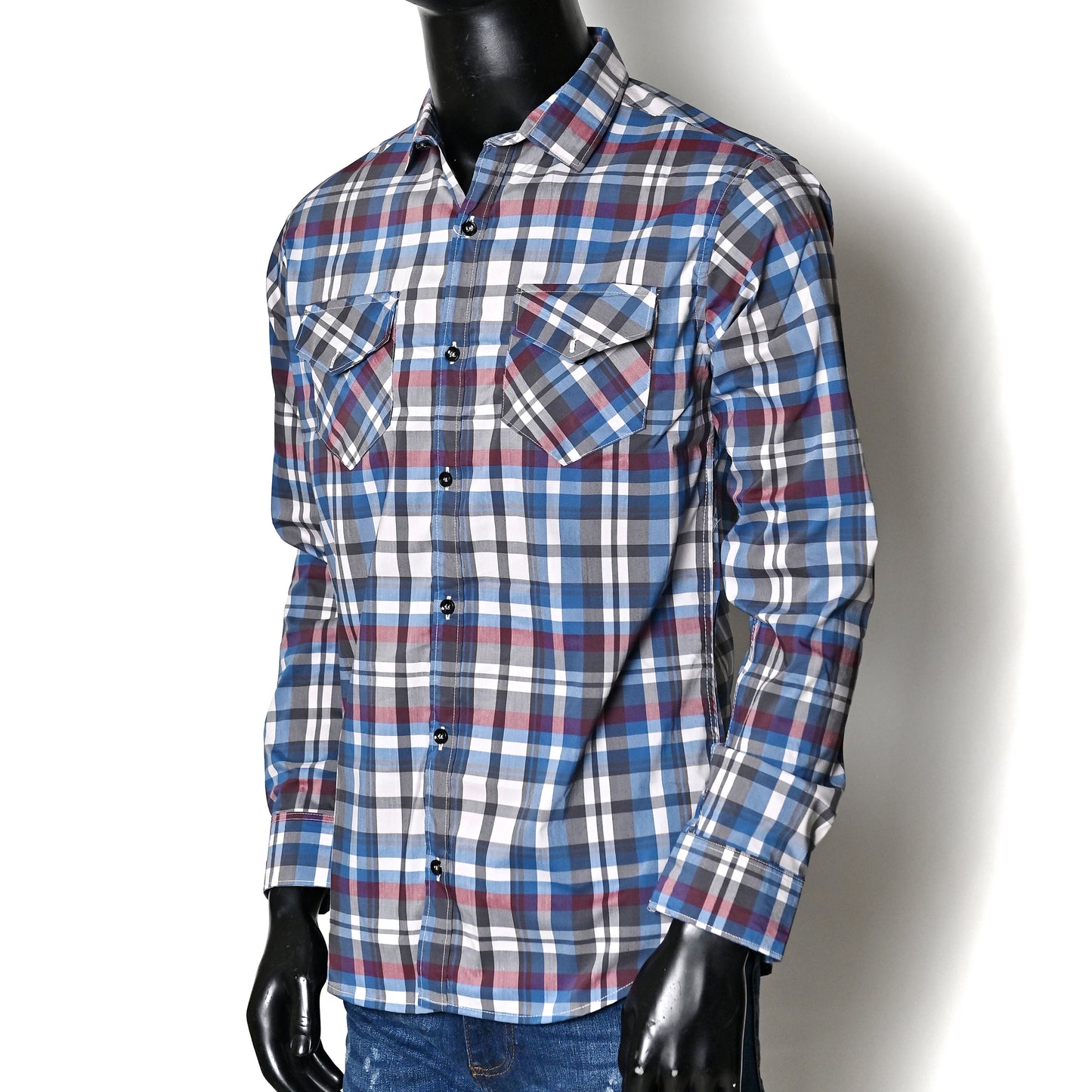 Men's Multicolor Check Shirt Double Pocket