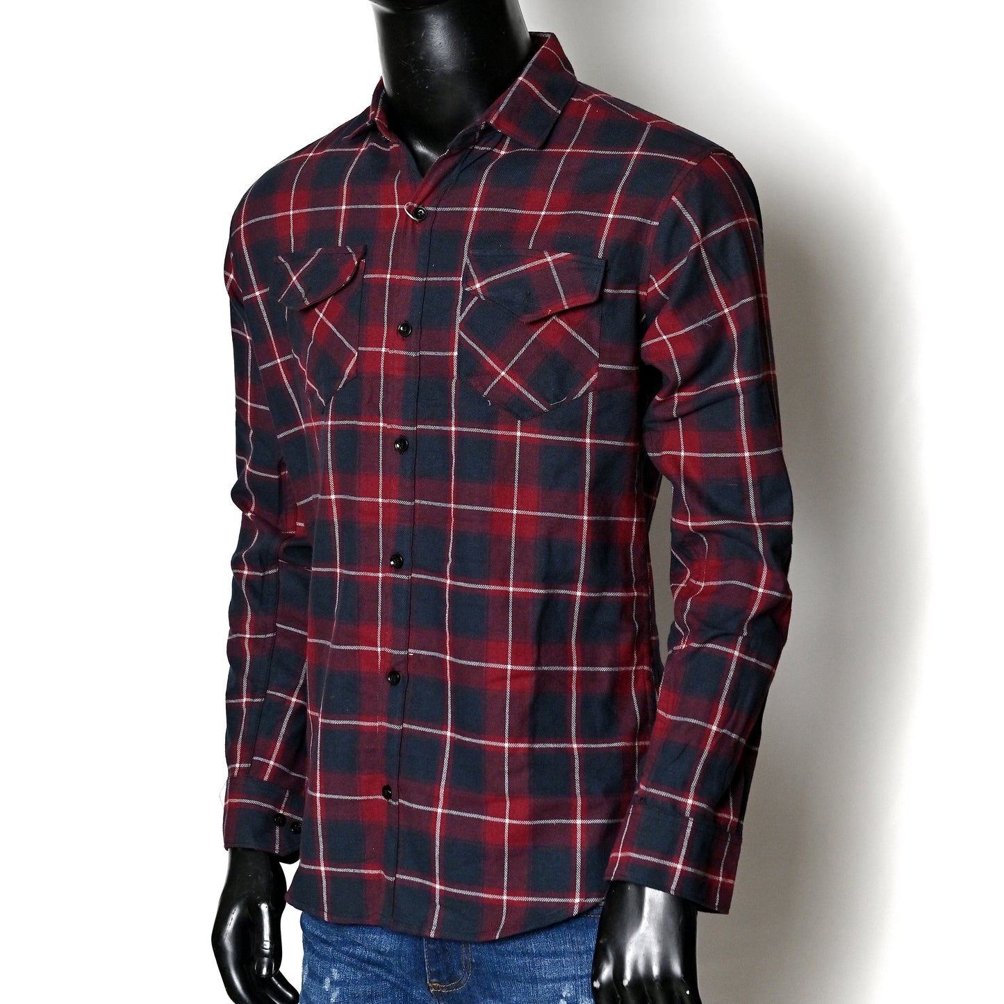 Men's Casual Check Shirt Double Pocket