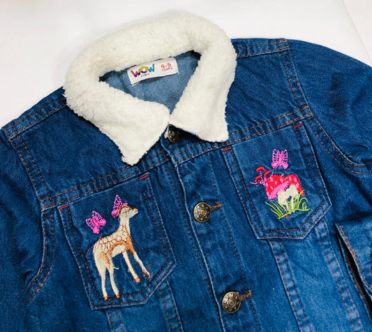 Girls embroidered denim jacket